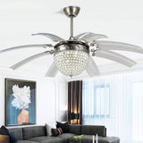 Crystal Ceiling Fan Chandelier With Upwards Retractable Blades