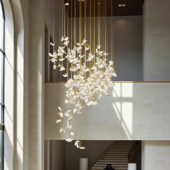 Split Folate Gold Plated Leaf Chandelier