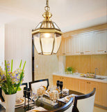 1-Light Gold Brass Vintage Gold Glass Pendant Ceiling Light - Warm White