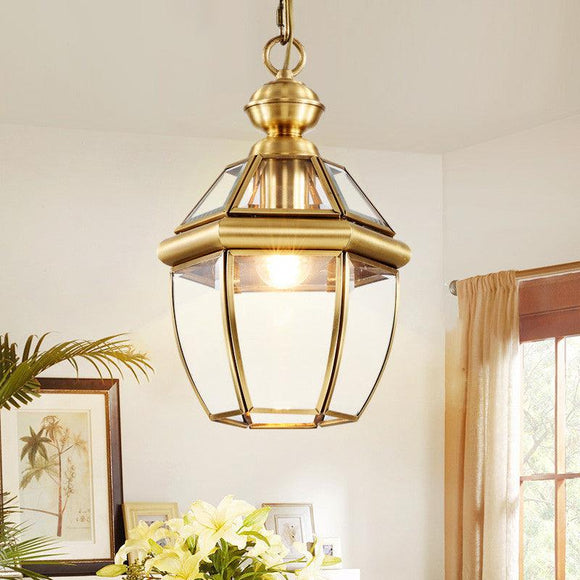 1-Light Gold Brass Vintage Gold Glass Pendant Ceiling Light - Warm White - Ashish Electrical India