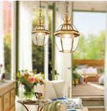 1-Light Gold Brass Vintage Gold Glass Pendant Ceiling Light - Warm White