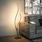 Led Modern Black Curvy Floor Standing lamp Living Room Light - Warm White