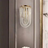 Led Glass Crystal Brass Gold Metal Wall Lamp - Warm White