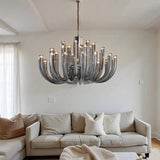 16 ARM SMoke GLASS Spanish CHANDELIER CEILING LIGHTS HANGING LAMP - WARM WHITE