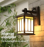 Outdoor Wall Light Fixture Black Wall Lights with Glass Shade - Warm White - Ashish Electrical India