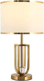 Desk Table Lamp with White Fabric Shade Gold Metal for Home and Office Use - Warm White