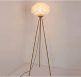 White FEATHER GOLD FLOOR LAMP LIVING ROOM LIGHT FOR HOME LIGHTING STANDING LAMP - GOLD