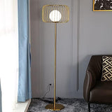 Metal Floor lamp with Frost Glass Cage Living Room Standing lamp - Gold