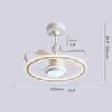 24 Inch White Profile Ceiling Light with Fan LED Chandelier