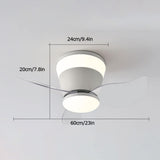 22 Inch White Low Profile Ceiling Light with Fan LED Chandelier