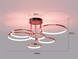 6 Light Rose Gold Body Modern LED Ring Chandelier for Dining Living Room Lamp - Warm White