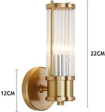 1 Light Led Tube Glass Long Slim Crystal Gold Metal Wall Light - Warm White