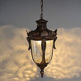 Antique Metal Glass Pendant Light Hanging Outdoor Terrace Entrance Light - Warm White