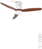 52 INCH 3 BLADE WIND CEILING Hugger FAN With Light REMOTE CONTROLLED - DARK WOOD