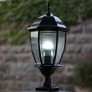 Pillar Light Gate Lamp E27 Lantern Post Outddor Light (Color : Black)