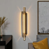 LED Amber Glass Gold Wall Light Living Dining Light