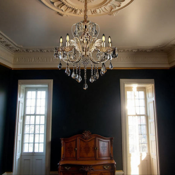 6 Light Gold Metal Italian Chandelier Light for Dining Hall