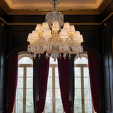 24 LIGHT SHADE CLEAR GLASS ITALIAN CHANDELIER