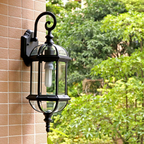 Black Outdoor Wall Light FixtureWaterproof with Glass Shade - Warm White