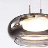 1 Light LED Tinted Glass Chrome Metal Pendant Ceiling Light - Warm White - Ashish Electrical India