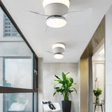 22 Inch White Low Profile Ceiling Light with Fan LED Chandelier