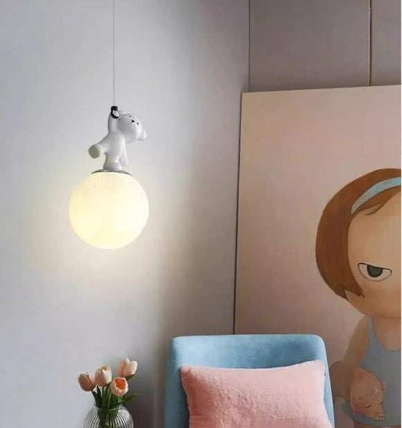 1-Light Bear Kids Room Pendant Ceiling Light - Warm White