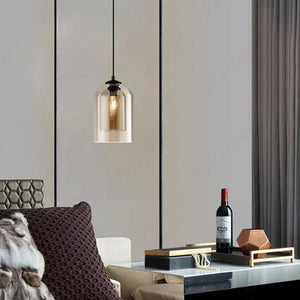 Amber Dual Glass Pendant Light Bedside Hanging Corner Light