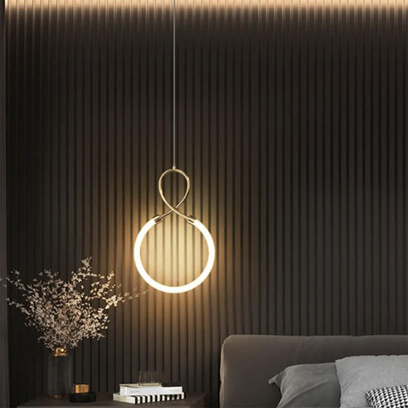 led Gold Pendant Light Bedside Hanging Corner Light - Warm White