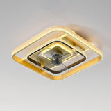 500 MM Square Gold Ceiling Light with Fan LED Chandelier - Warm White