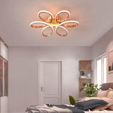 6 Light Curvy Rose Gold Plated Modern LED Chandelier Lamp - Warm White - Ashish Electrical India