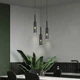 Smoke Slim Glass Pendant Light for Bedside Hanging Light - Warm White