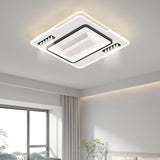 500x500MM Square Low Height Ceiling Light with Bladeless Fan LED Chandelier - Warm White