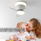 22 Inch White Low Profile Ceiling Light with Fan LED Chandelier