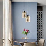 Amber Dual Glass Pendant Light Bedside Hanging Corner Light