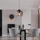 Smoke Glass Pendant Ceiling Hanging Light Bedside Dining Room Home Office - Warm White