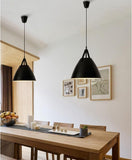 Black Metal Pendant Light Hanging Bediside Dining Room Light - Warm White