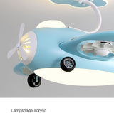 Blue Helicopter Dual Rotating Blade Ceiling Light with Fan LED Chandelier - Warm White