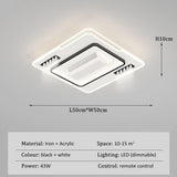 500x500MM Square Low Height Ceiling Light with Bladeless Fan LED Chandelier - Warm White