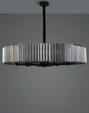 800 MM Black Metal Smokey Crystal LED Chandelier Hanging Suspension Lamp - Warm White