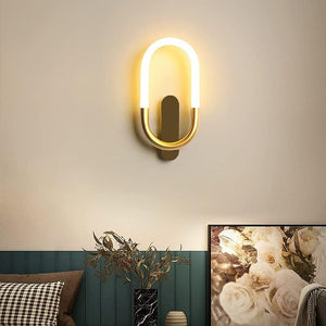 12W Gold Oval Acrylic Modern LED Wall Light - Warm White