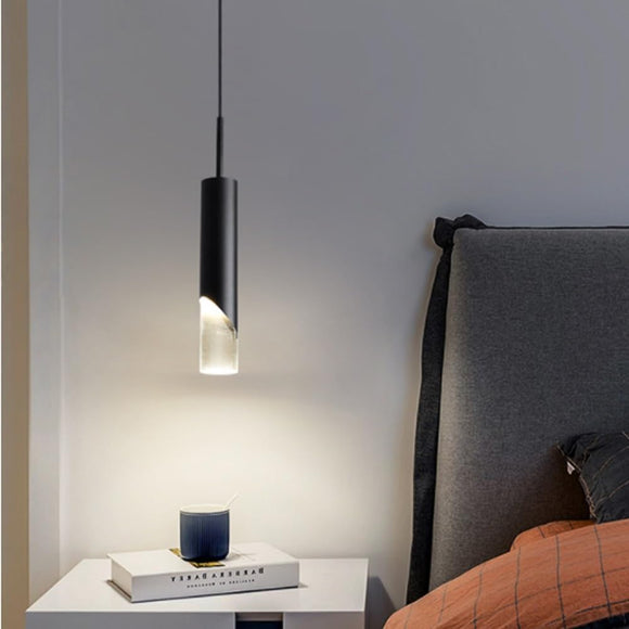 Modern Black Long Bedside Hanging Pendant Ceiling Light Fixture