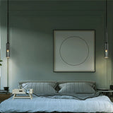 Smoke Slim Glass Pendant Light for Bedside Hanging Light - Warm White