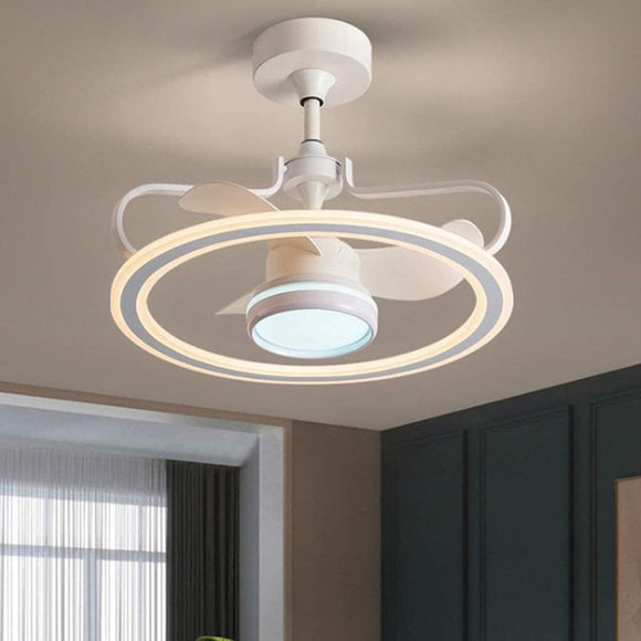 24 Inch White Profile Ceiling Light with Fan LED Chandelier