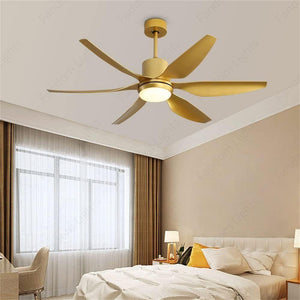 54 Inch 6 Blade Wind lamp ceiling fan remote Controlled - Matt Gold