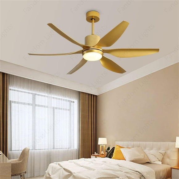 54 Inch 6 Blade Wind lamp ceiling fan remote Controlled - Matt Gold