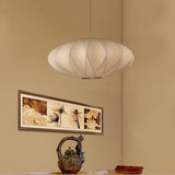 Cane Ball Light Beige Chandelier Pendant Hanging for Living Room