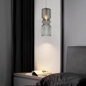 Brass Smoke Glass Pendant Lamp Ceiling Light Dining Room Bedside Light - Warm White