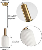 Gold Fluted Frost Glass Pendant Ceiling Light for Drawing Room Living Room - Warm White