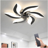 500MM Matt Black Modern Ceiling Fan Chandelier with Remote Control