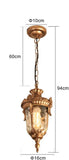 Antique Metal Glass Pendant Light Hanging Outdoor Terrace Entrance Light - Warm White